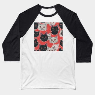 Black And White Cats Pattern Baseball T-Shirt